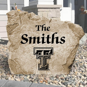 Officially licensed Texas Tech University Name Stone personalized with your family name and engraved directly into premium stone. This custom outdoor décor celebrates Red Raiders pride while creating a welcoming entrance to your home.