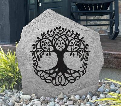 Engraved Tree of Life stone with elegant design for home or garden décor