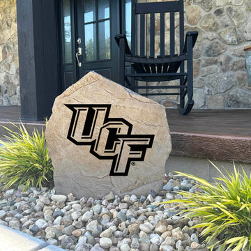 Decorative UCF Knights landscape stone featuring the official university logo, creating a striking focal point in any residential setting.