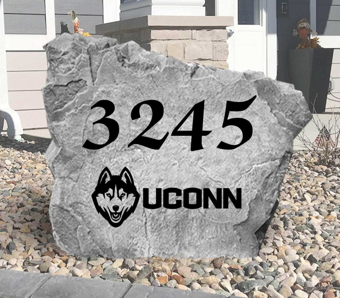 UConn address stone personalized for house or yard display.