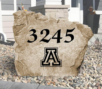 Engraved address stone featuring University of Arizona Wildcats logo