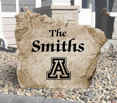 Engraved family name stone with University of Arizona Wildcats logo