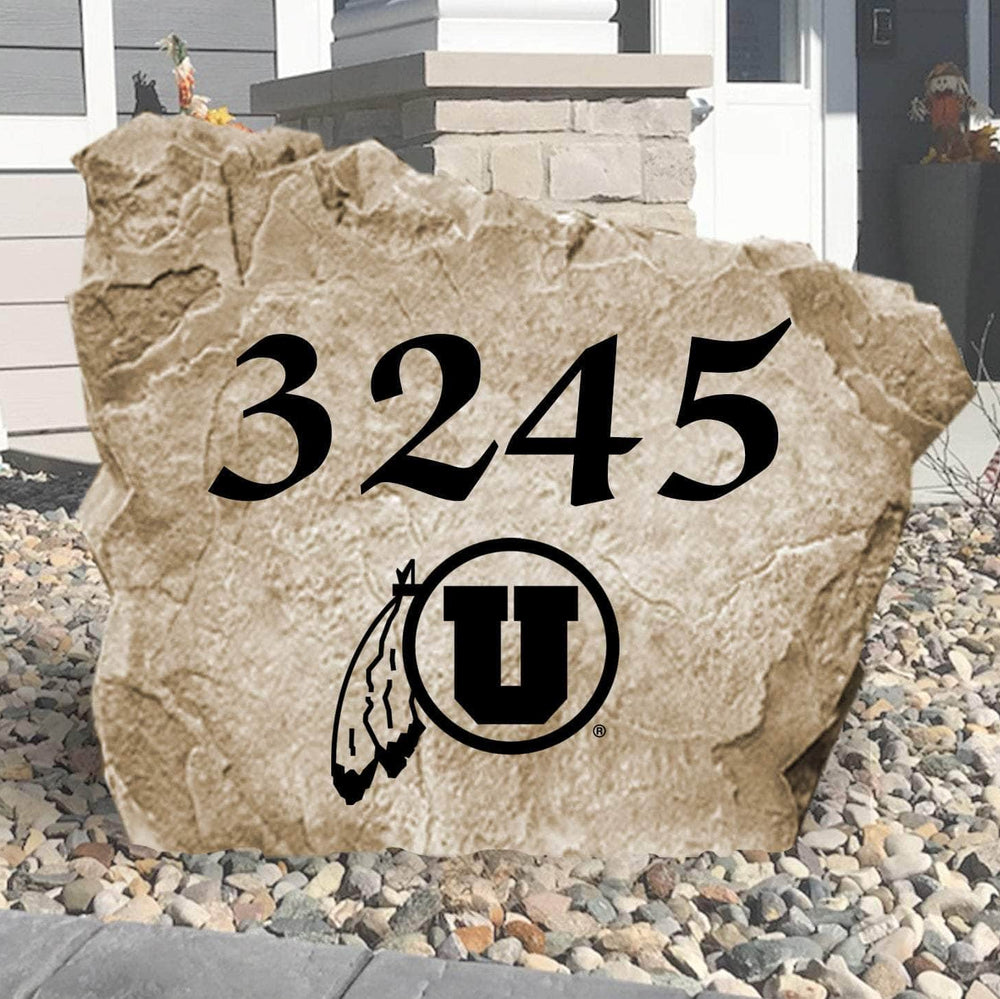 Personalized University of Utah Address Stone engraved with custom house numbers, creating a welcoming Utes-inspired entrance for your home.