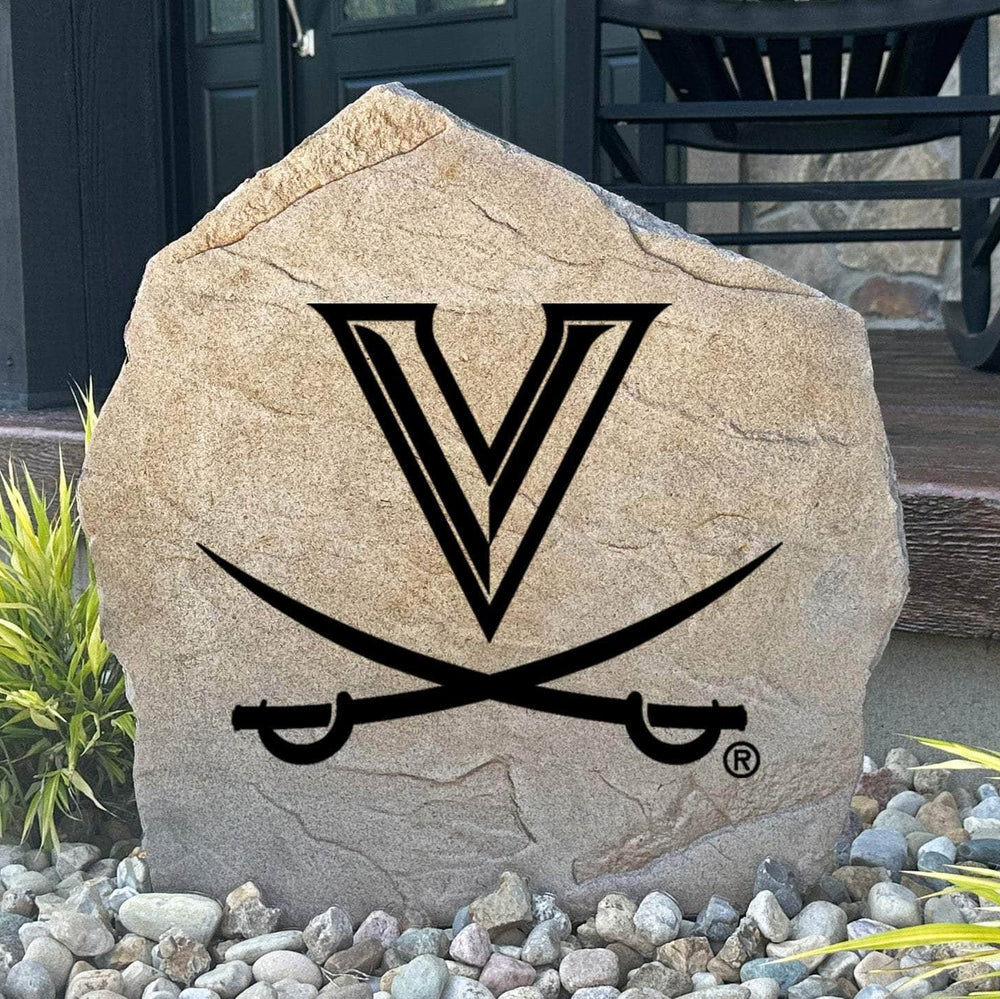 Officially licensed University of Virginia Logo Stone featuring the iconic Cavaliers logo engraved into premium stone. This decorative landscape stone brings Virginia school spirit to gardens, patios, walkways, and front entrances.