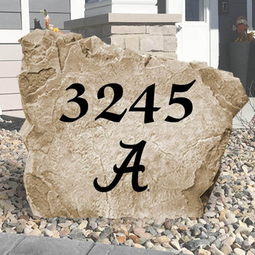 Personalized University of Alabama address stone engraved with custom house numbers, adding Crimson Tide pride to your home's landscape.