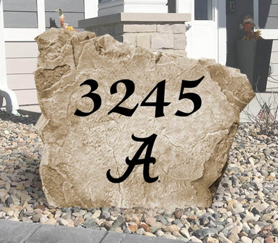 Engraved University of Alabama Crimson Tide address stone for landscaping.