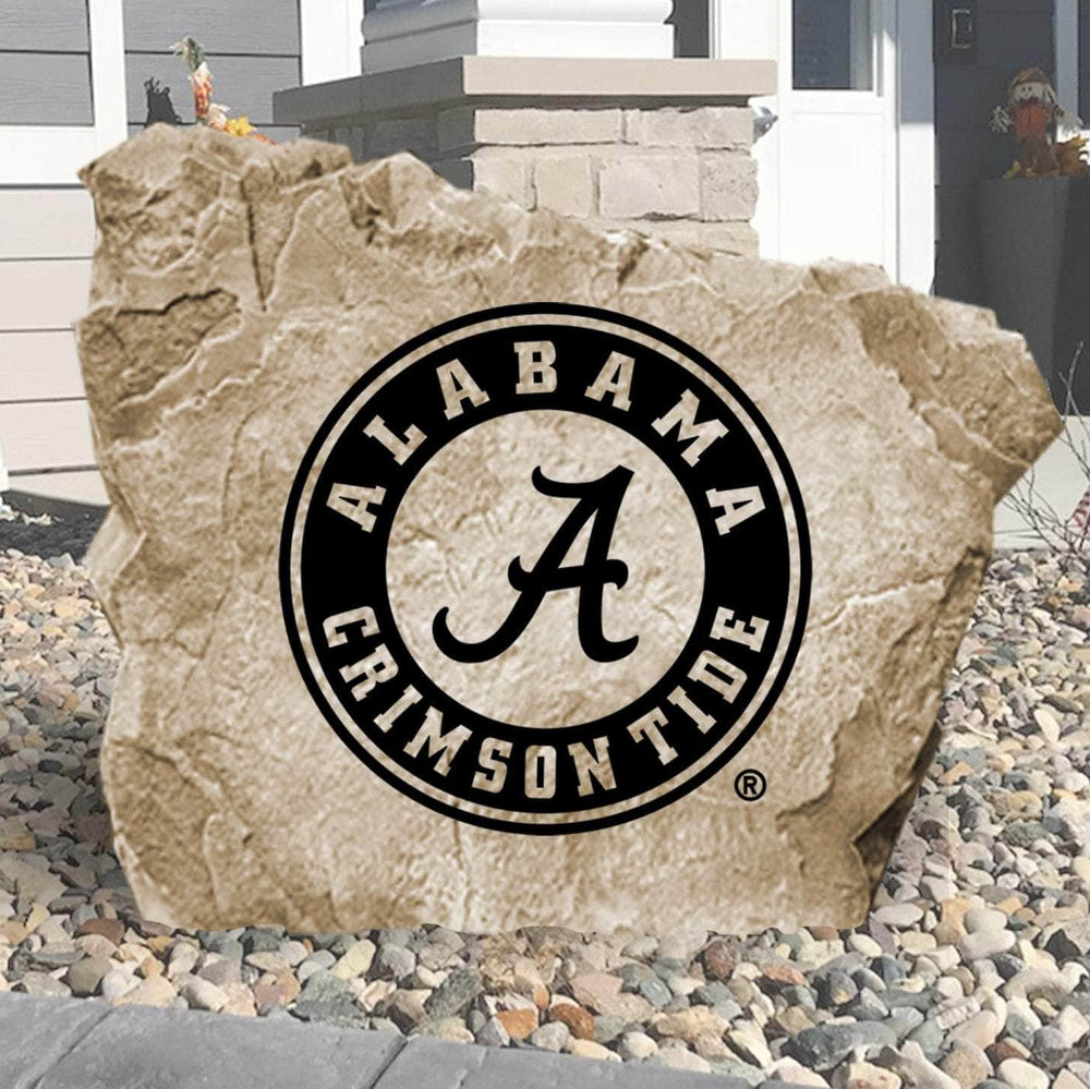 Officially licensed University of Alabama logo stone featuring the iconic Crimson Tide emblem as a striking addition to outdoor landscaping.