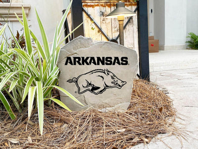 Custom University of Arkansas logo stone for front yard or garden.