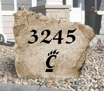 Officially licensed University of Cincinnati Address Stone personalized with your house numbers and engraved directly into durable stone. This custom address marker showcases Bearcats pride while adding lasting curb appeal to your home.