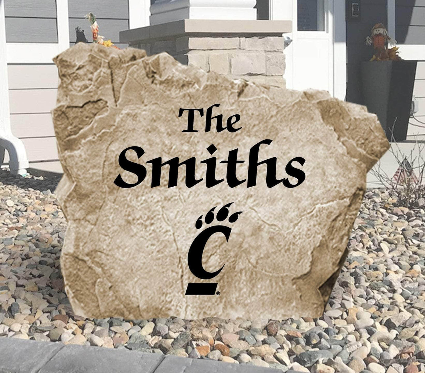Personalized University of Cincinnati name stone for outdoor landscaping