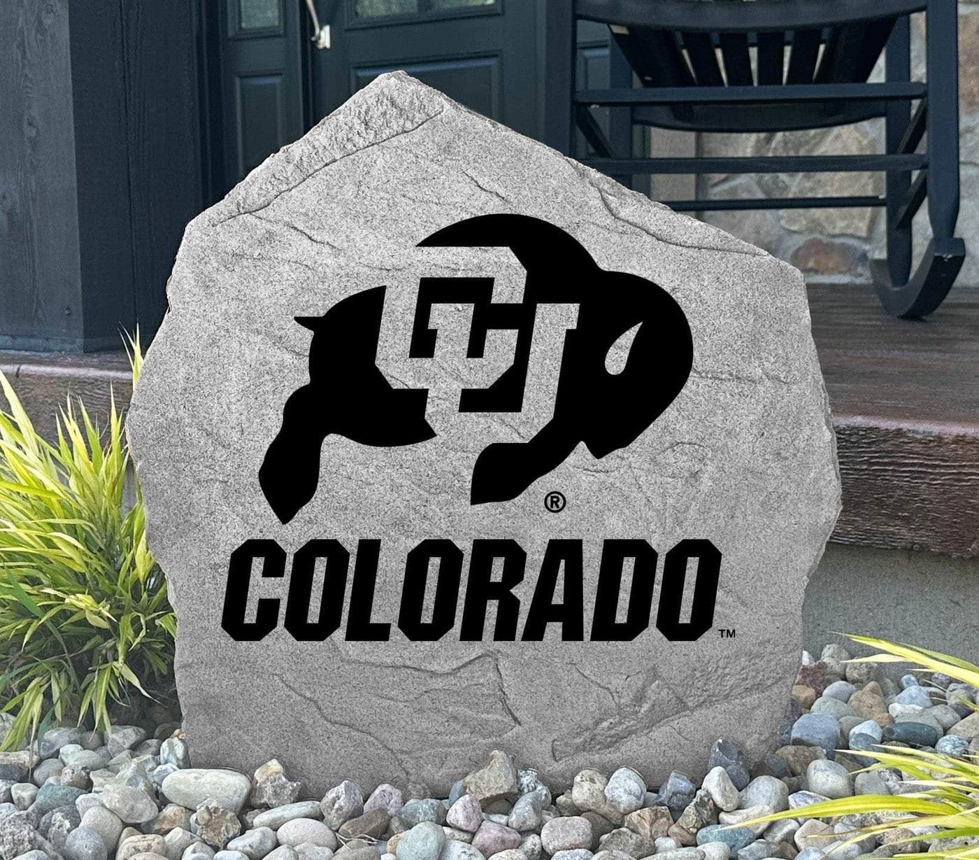 Colorado Buffaloes engraved logo stone for landscaping