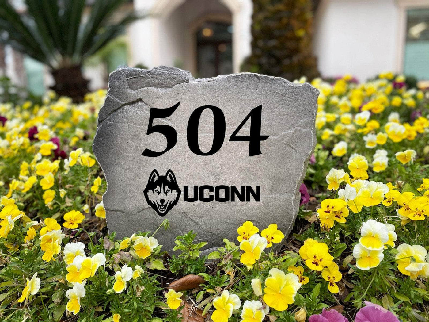UConn address stone perfect for front yard, garden, or driveway entrance.