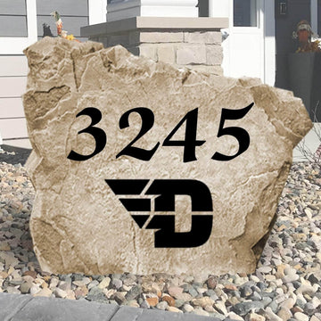 Personalized University of Dayton Address Stone engraved with custom house numbers, creating a welcoming Flyers-inspired entrance for your home