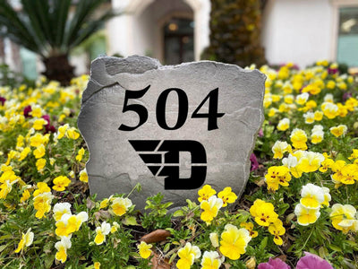 Decorative Dayton Flyers address stone for landscaping décor.