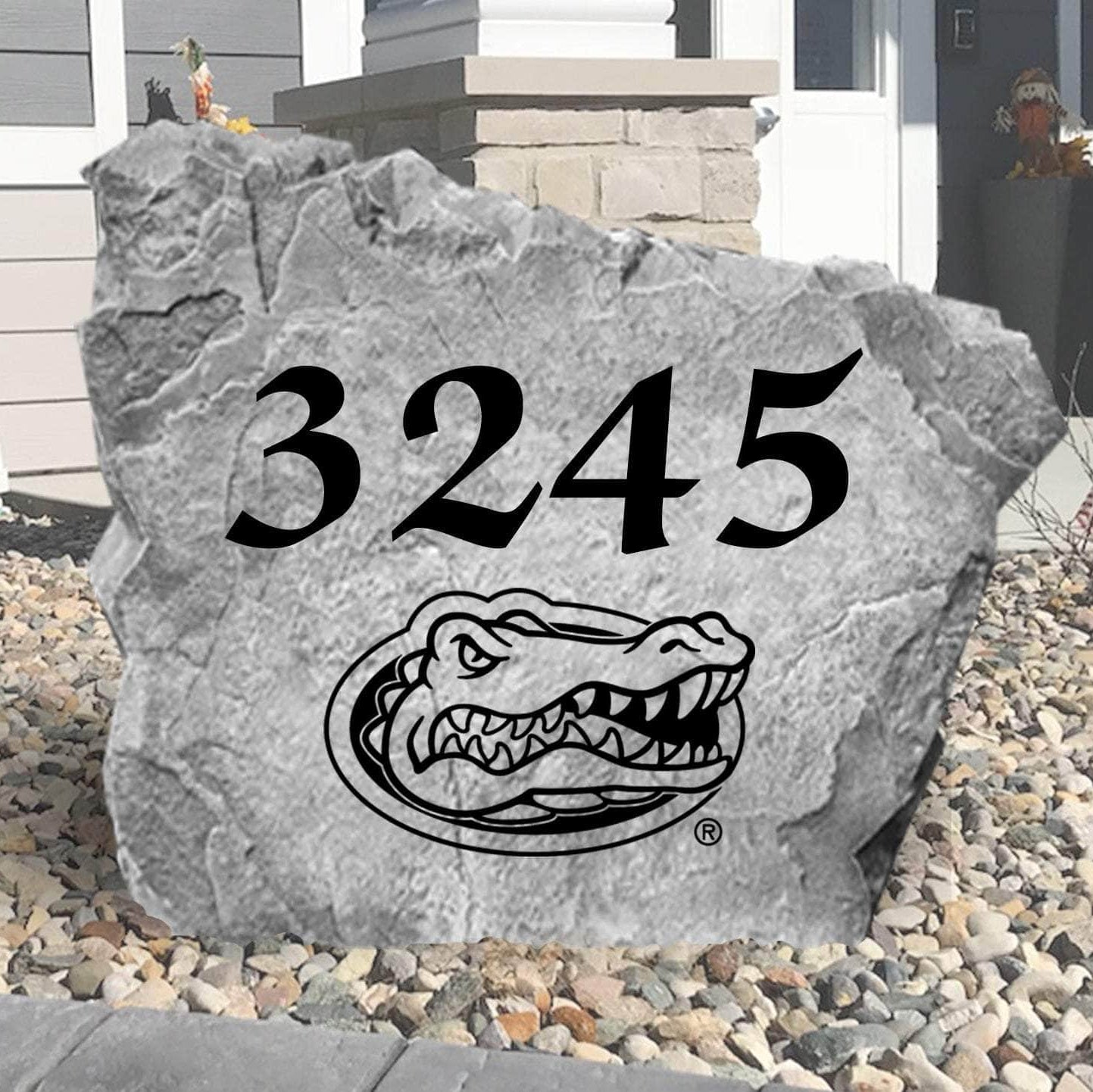 Officially licensed Florida Gators house number plaque crafted from durable concrete, blending premium curb appeal with unmistakable university pride