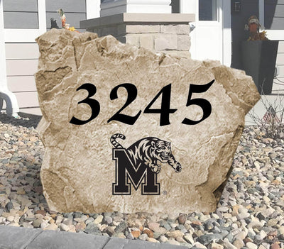 University of Memphis engraved address stone with Tigers logo.