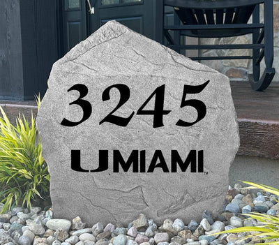 Miami Hurricanes engraved rock with house number