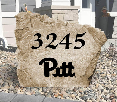 University of Pittsburgh address stone with engraved numbers and logo