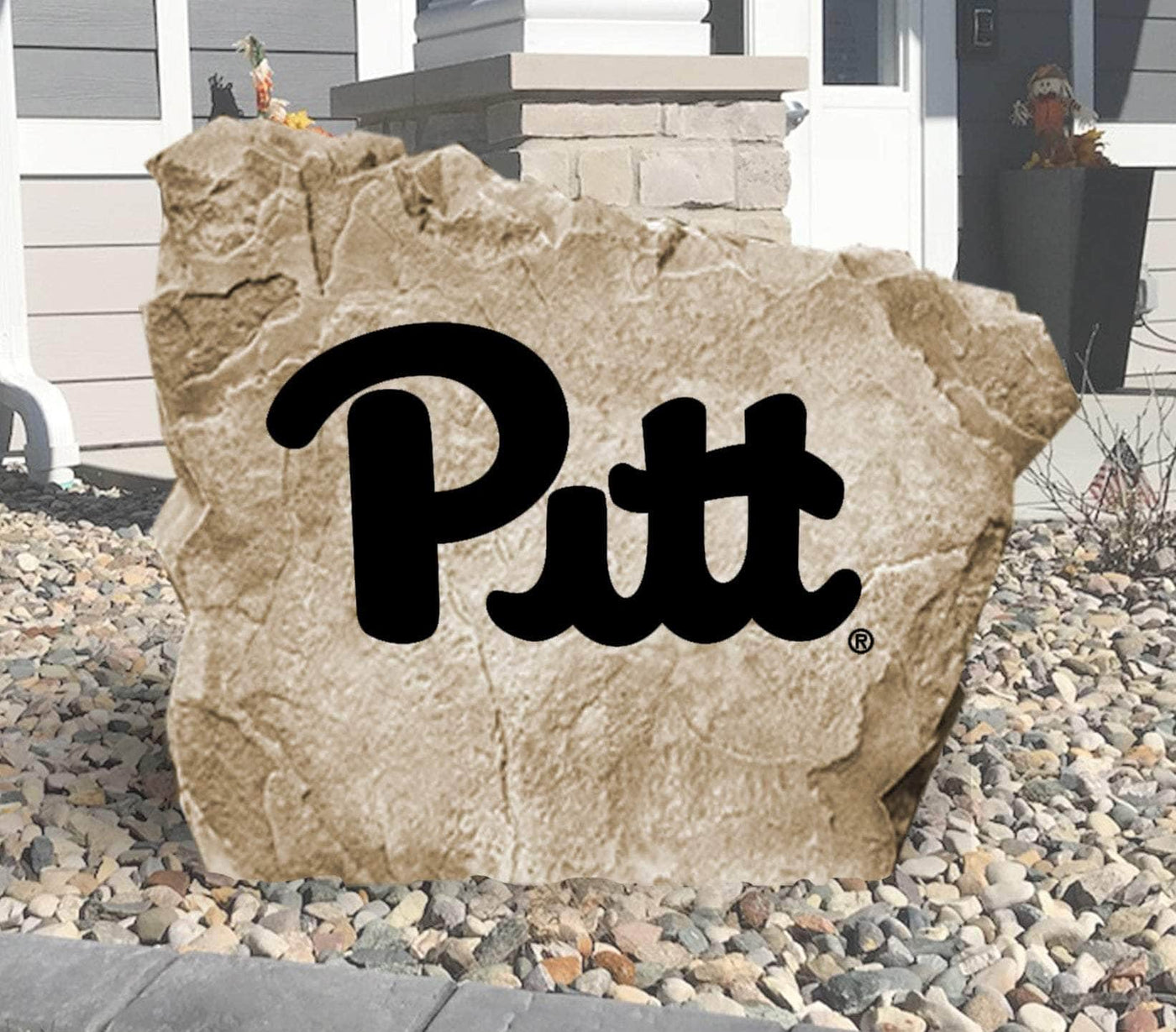 University of Pittsburgh stone featuring engraved Pitt logo