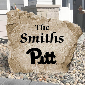 Officially licensed University of Pittsburgh Name Stone personalized with your family name and engraved directly into premium stone. This custom outdoor décor celebrates Panthers pride while creating a welcoming entrance to your home.