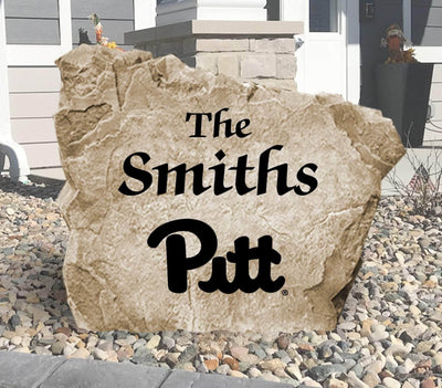 University of Pittsburgh name stone with engraved Pitt logo
