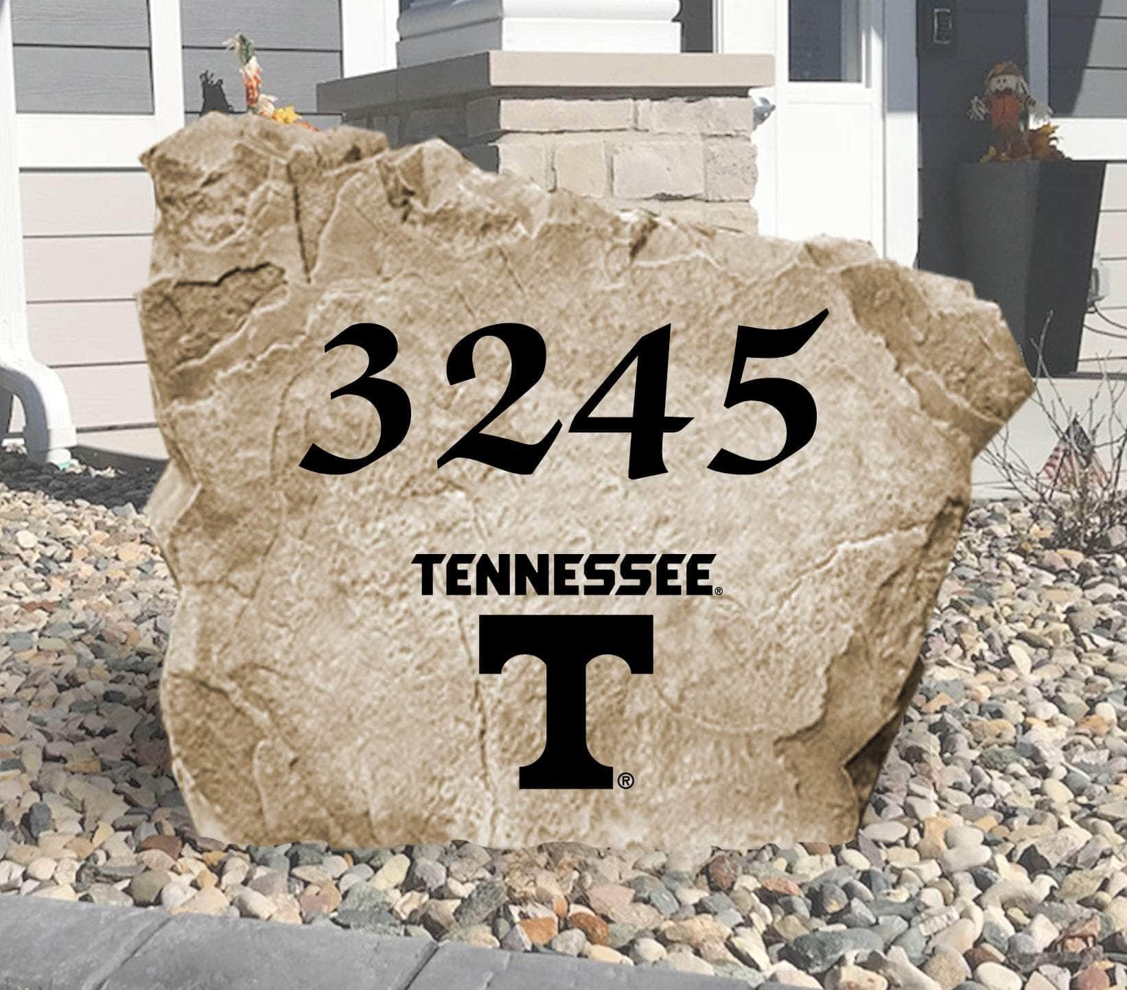 Officially licensed University of Tennessee Address Stone personalized with your house numbers and engraved directly into durable stone. This custom address marker showcases Volunteers pride while adding lasting curb appeal to your home.