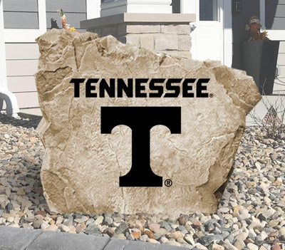 Engraved University of Tennessee Volunteers logo on landscaping stone