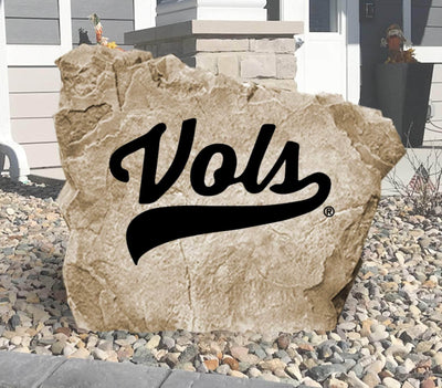Engraved University of Tennessee VOLS logo on landscaping stone