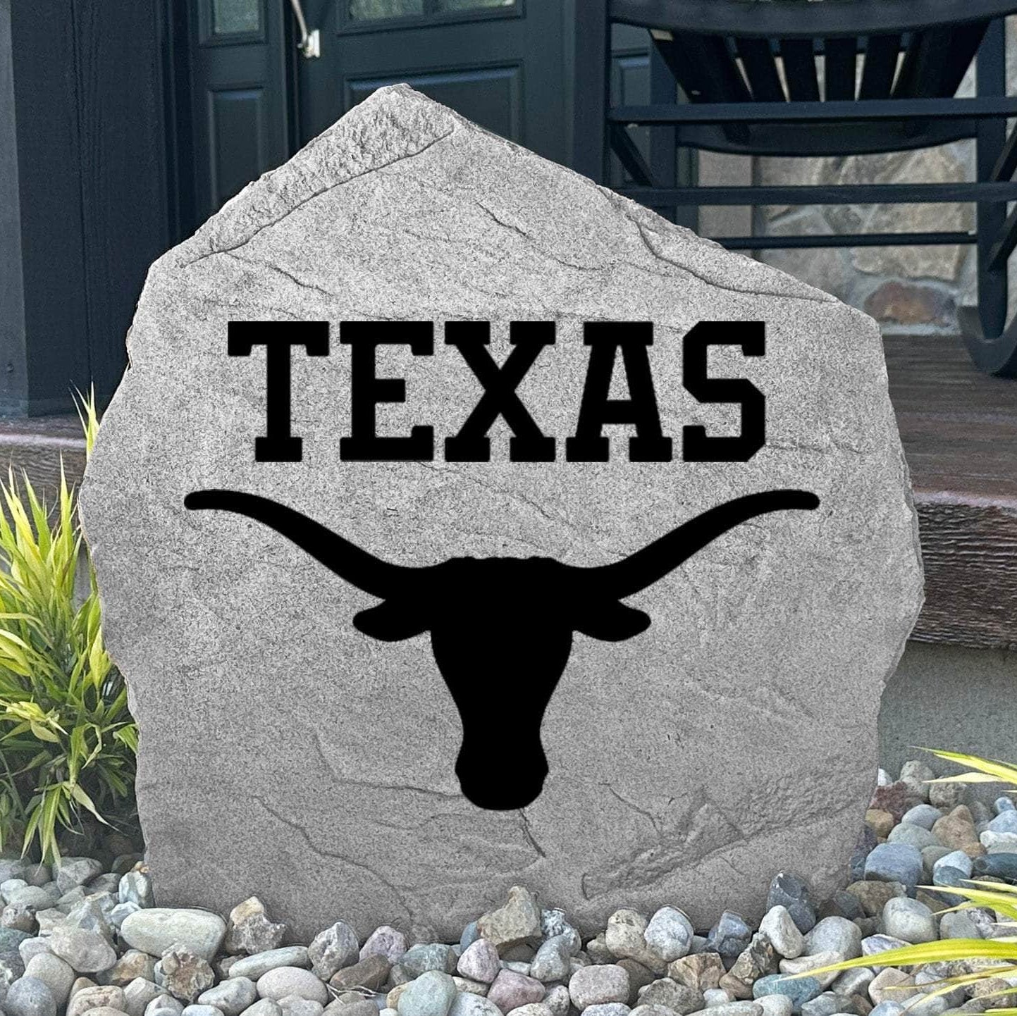 Texas Longhorns concrete logo plaque crafted from durable concrete, showcasing legendary school pride with timeless outdoor style and lasting beauty.
