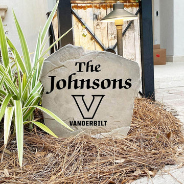 Handcrafted in the USA, this Vanderbilt University Name Stone features officially licensed collegiate artwork with deep precision engraving. Available in Sandstone and Greystone finishes for lasting outdoor durability.