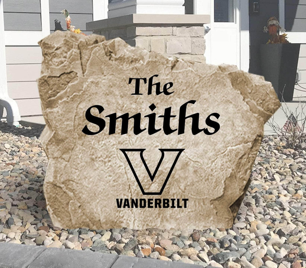 Officially licensed Vanderbilt University Name Stone personalized with your family name and engraved directly into premium stone. This custom outdoor décor celebrates Commodores pride while creating a welcoming entrance to your home.