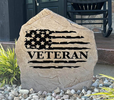 Veteran Flag Stone engraved with American flag for patriotic tribute