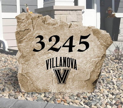 Engraved Villanova University Wildcats address stone for outdoor landscaping