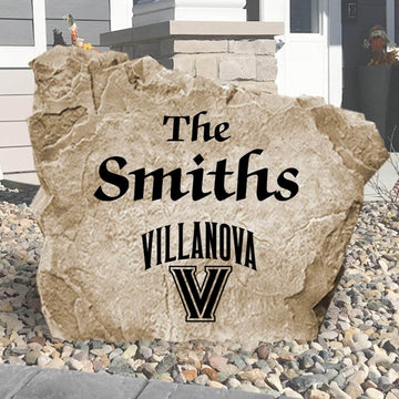 Officially licensed Villanova University Name Stone personalized with your family name and engraved directly into premium stone. This custom outdoor décor celebrates Wildcats pride while creating a welcoming entrance to your home.