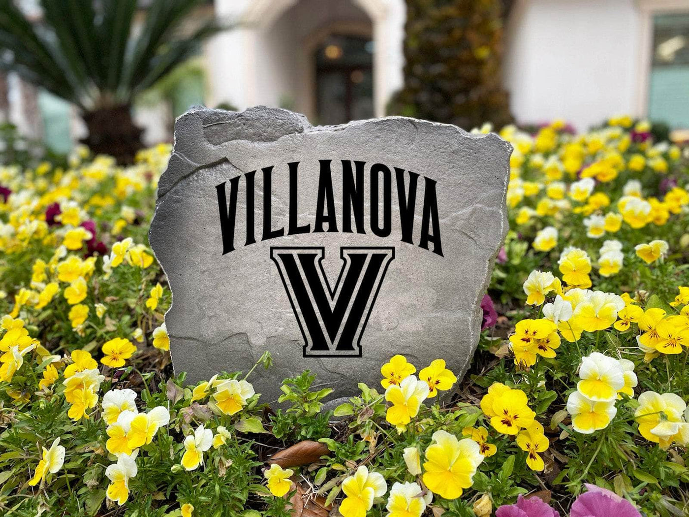 Decorative rock showcasing Villanova Wildcats team logo
