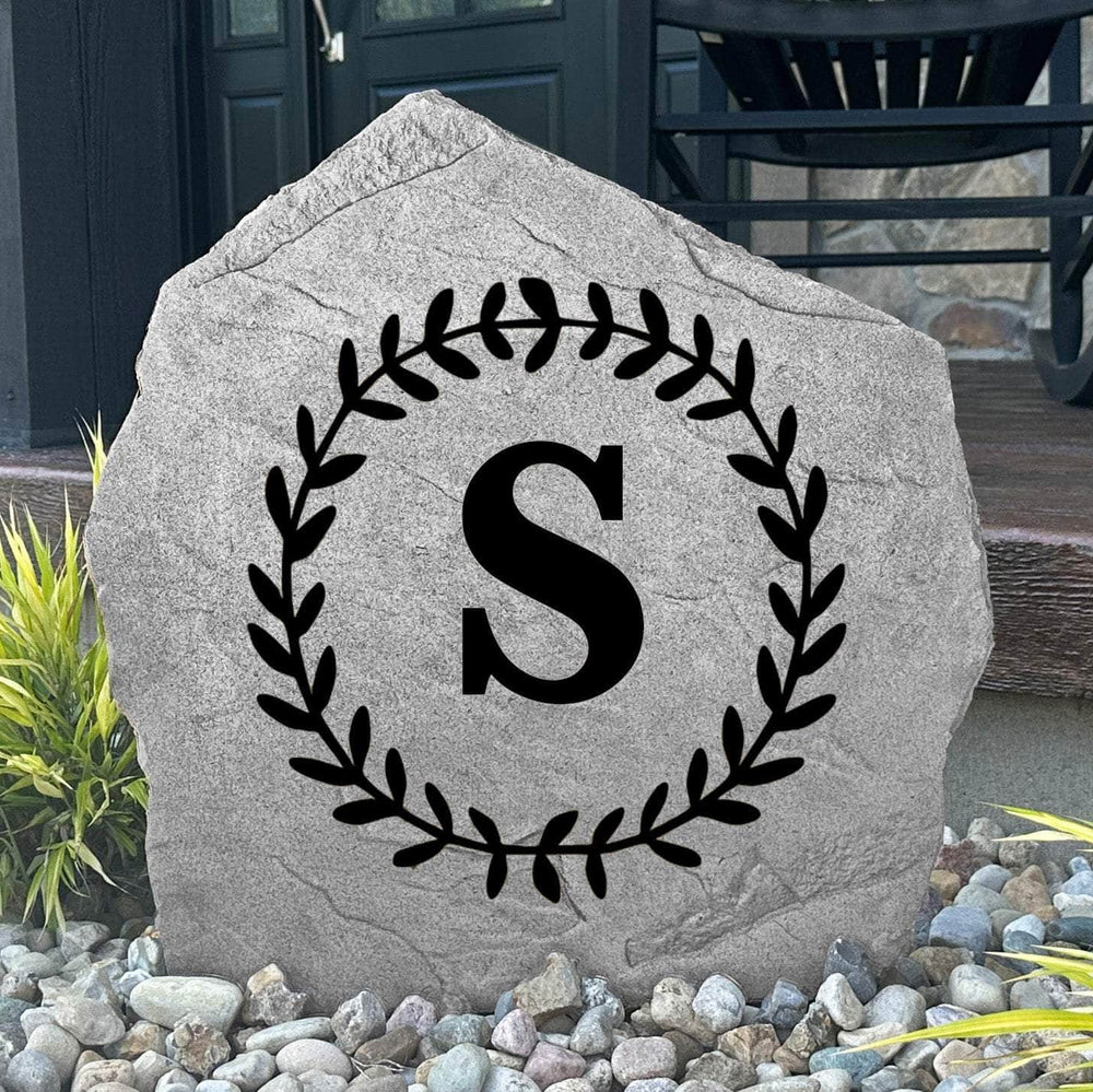 Personalized Vine Letter Stone featuring your custom initial surrounded by elegant vine details, creating a beautiful garden centerpiece.