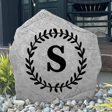 Personalized Vine Letter Stone featuring your custom initial surrounded by elegant vine details, creating a beautiful garden centerpiece.
