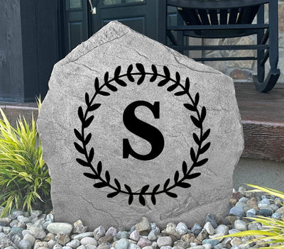 Engraved Vine Letter stone with elegant design for personalized home décor