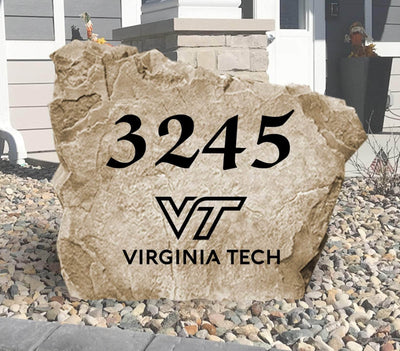 Engraved Virginia Tech Hokies address stone for outdoor landscaping