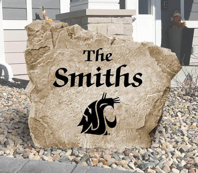 Washington State University stone engraved with custom family name and WSU logo