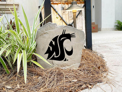 Engraved concrete stone with Washington State University Cougars emblem
