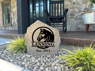 Horse-themed landscape rock sign for the family