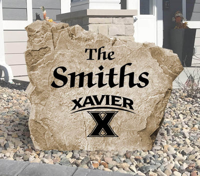 Engraved Xavier University name stone for yard or garden