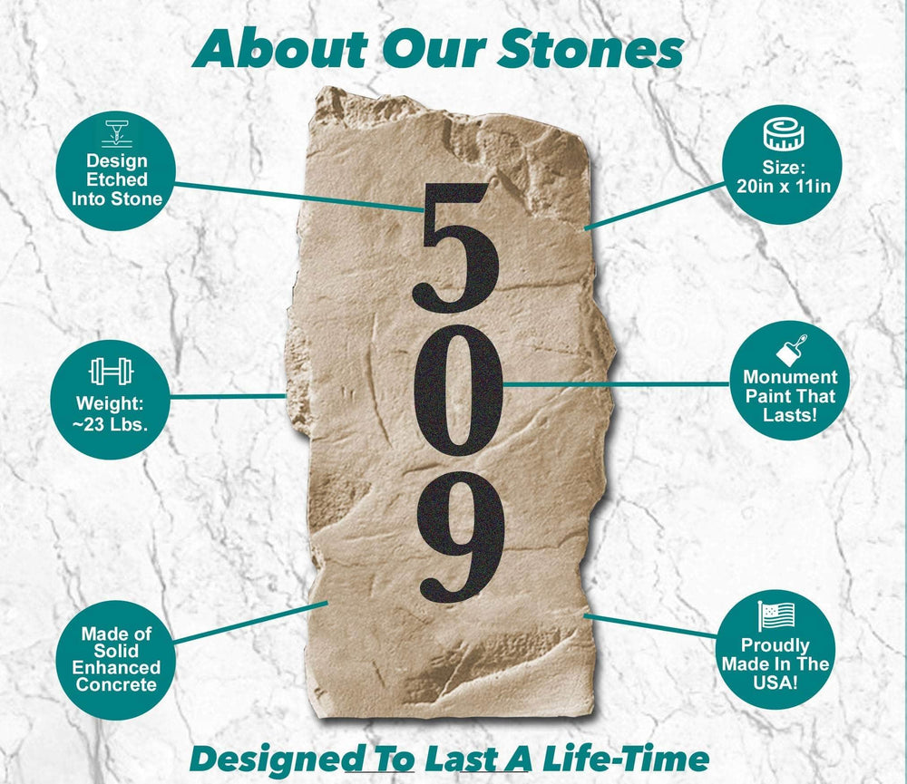 Premium engraved stone designed and made in the USA, featuring permanent artwork carved directly into the stone surface. Ideal for front yards, gardens, patios, and entryways, these stones provide timeless curb appeal and lasting durability.