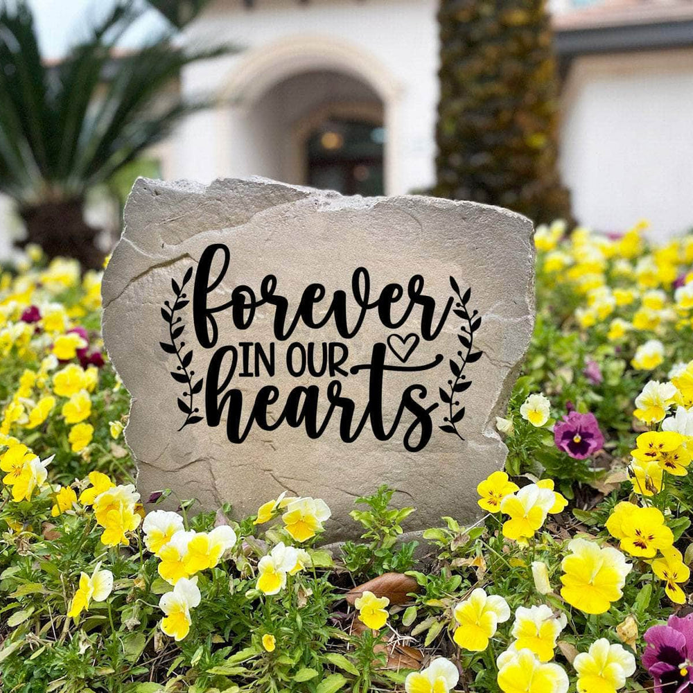 Elegant sympathy landscape stone crafted from durable concrete to provide a timeless outdoor tribute that celebrates a life filled with love.