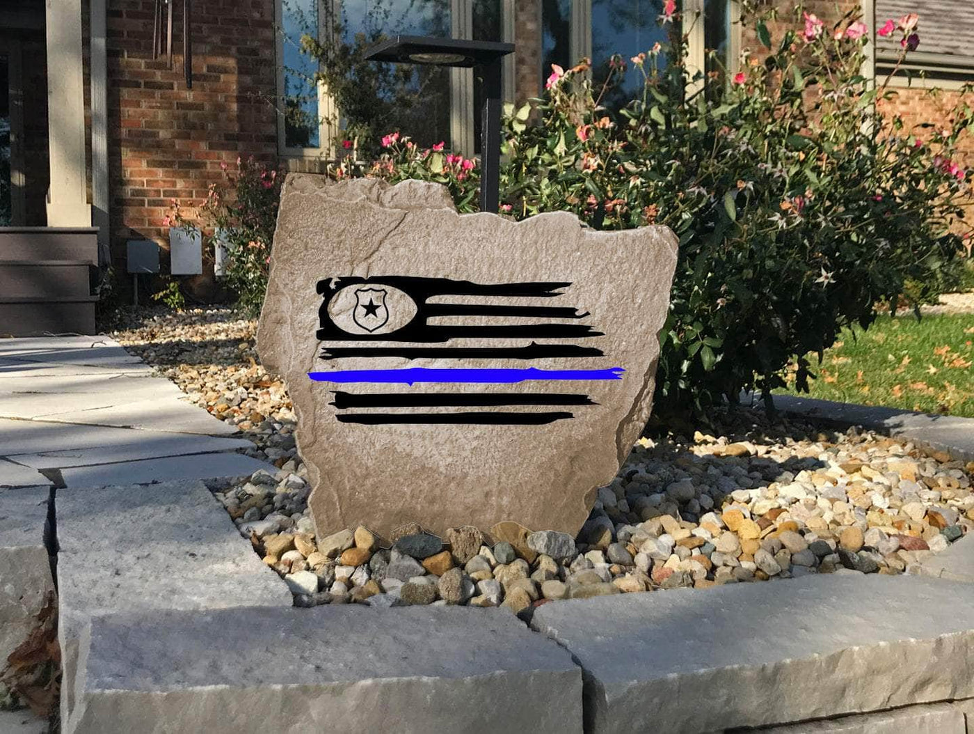 Police Flag Stone- Blue Line Flag