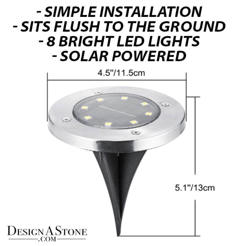 LED solar spotlight designed to illuminate address stones, landscape features, gardens, and walkways with bright, energy-efficient outdoor lighting.
