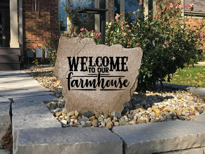 Welcome To Our Farmhouse Sign | Engraved Rock