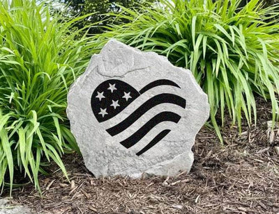 Custom Heart Flag stone for patriotic yard or porch decor