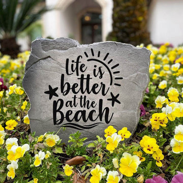 Beach house décor stone designed to create a welcoming coastal atmosphere in flower beds, porches, poolside retreats, and backyard escapes.